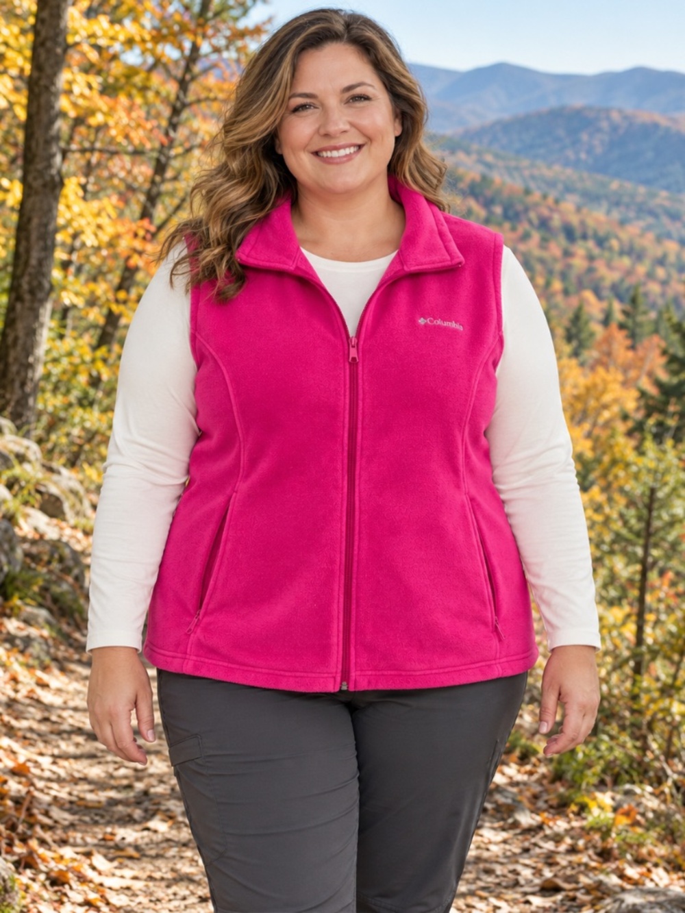 Columbia 2X Fuchsia Pink Fleece Full-Zip Vest